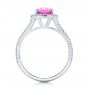 18k White Gold Custom Pink Sapphire And Diamond Halo Engagement Ring - Front View -  1103 - Thumbnail