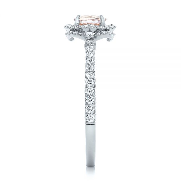  Platinum And 14k White Gold Platinum And 14k White Gold Custom Pink Sapphire And Diamond Halo Engagement Ring - Side View -  102136