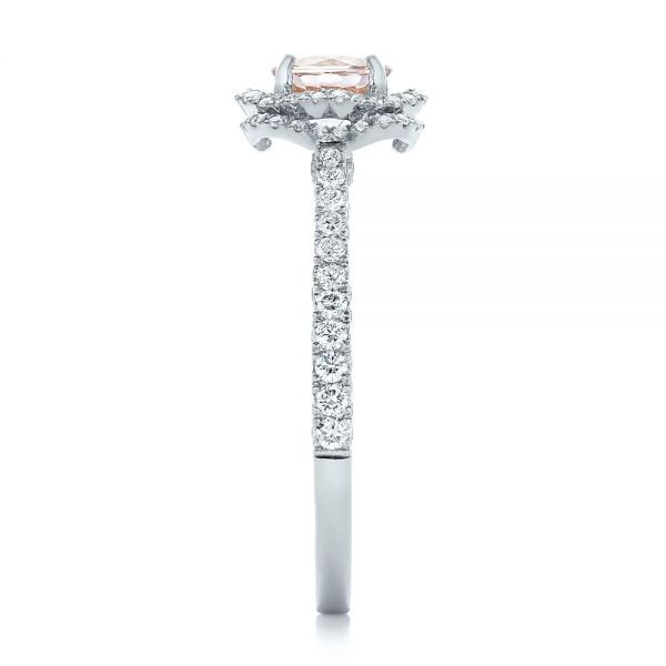 14K Gold And 14k White Gold 14K Gold And 14k White Gold Custom Pink Sapphire And Diamond Halo Engagement Ring - Side View - 102136