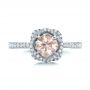  Platinum And 14k White Gold Platinum And 14k White Gold Custom Pink Sapphire And Diamond Halo Engagement Ring - Top View -  102136 - Thumbnail
