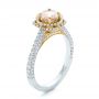  14K Gold And 14k Yellow Gold 14K Gold And 14k Yellow Gold Custom Pink Sapphire And Diamond Halo Engagement Ring - Three-Quarter View -  102136 - Thumbnail