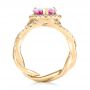 18k Yellow Gold 18k Yellow Gold Custom Pink Sapphire And Diamond Halo Engagement Ring - Front View -  103621 - Thumbnail