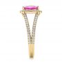 14k Yellow Gold 14k Yellow Gold Custom Pink Sapphire And Diamond Halo Engagement Ring - Side View -  1103 - Thumbnail