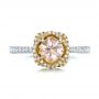  14K Gold And 14k Yellow Gold 14K Gold And 14k Yellow Gold Custom Pink Sapphire And Diamond Halo Engagement Ring - Top View -  102136 - Thumbnail