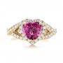 14k Yellow Gold 14k Yellow Gold Custom Pink Sapphire And Diamond Halo Engagement Ring - Top View -  103621 - Thumbnail