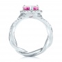 14k White Gold 14k White Gold Custom Pink Sapphire And Diamond Halo Engagement Ring - Front View -  103621 - Thumbnail