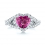  Platinum Custom Pink Sapphire And Diamond Halo Engagement Ring - Top View -  103621 - Thumbnail