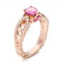 14k Rose Gold Custom Pink Sapphire And Diamond Ring - Three-Quarter View -  102007 - Thumbnail
