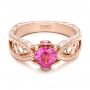 14k Rose Gold Custom Pink Sapphire And Diamond Ring - Flat View -  102007 - Thumbnail