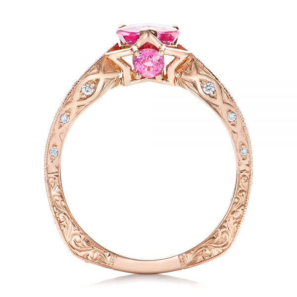 14k Rose Gold Custom Pink Sapphire And Diamond Ring - Front View - 102007