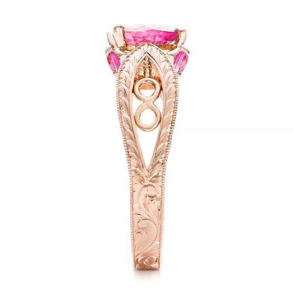 18k Rose Gold 18k Rose Gold Custom Pink Sapphire And Diamond Ring - Side View -  102007