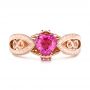 14k Rose Gold Custom Pink Sapphire And Diamond Ring - Top View -  102007 - Thumbnail