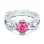 18k White Gold 18k White Gold Custom Pink Sapphire And Diamond Ring - Flat View -  102007 - Thumbnail