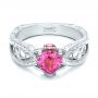 18k White Gold 18k White Gold Custom Pink Sapphire And Diamond Ring - Flat View -  102007 - Thumbnail