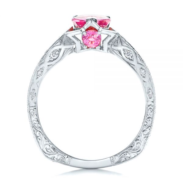 18k White Gold 18k White Gold Custom Pink Sapphire And Diamond Ring - Front View -  102007