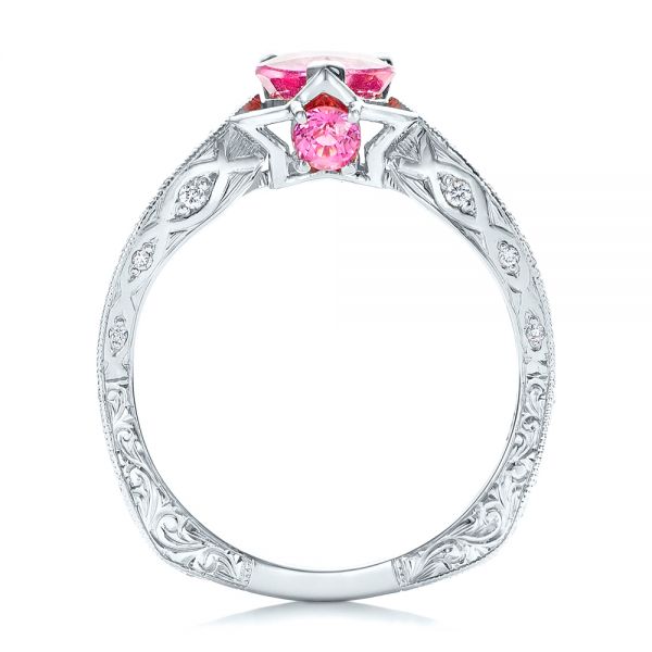 Platinum Platinum Custom Pink Sapphire And Diamond Ring - Front View - 102007