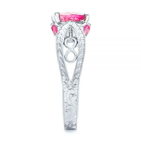 14k White Gold 14k White Gold Custom Pink Sapphire And Diamond Ring - Side View -  102007