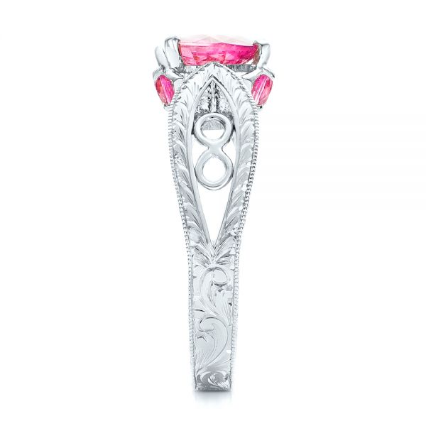 Platinum Platinum Custom Pink Sapphire And Diamond Ring - Side View - 102007