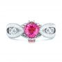 18k White Gold 18k White Gold Custom Pink Sapphire And Diamond Ring - Top View -  102007 - Thumbnail