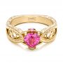 18k Yellow Gold 18k Yellow Gold Custom Pink Sapphire And Diamond Ring - Flat View -  102007 - Thumbnail