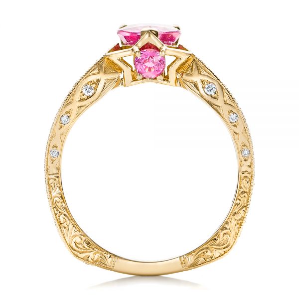 14k Yellow Gold 14k Yellow Gold Custom Pink Sapphire And Diamond Ring - Front View -  102007
