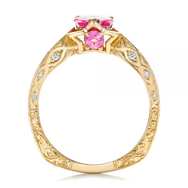 14k Yellow Gold 14k Yellow Gold Custom Pink Sapphire And Diamond Ring - Front View - 102007