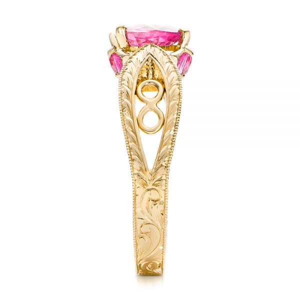 14k Yellow Gold 14k Yellow Gold Custom Pink Sapphire And Diamond Ring - Side View -  102007