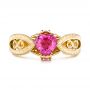 18k Yellow Gold 18k Yellow Gold Custom Pink Sapphire And Diamond Ring - Top View -  102007 - Thumbnail