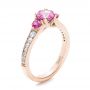 18k Rose Gold 18k Rose Gold Custom Pink And White Sapphire Engagement Ring - Three-Quarter View -  100883 - Thumbnail