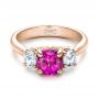 14k Rose Gold 14k Rose Gold Custom Pink And White Sapphire Engagement Ring - Flat View -  100863 - Thumbnail