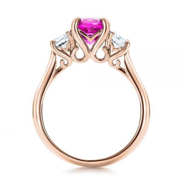 18k Rose Gold 18k Rose Gold Custom Pink And White Sapphire Engagement Ring - Front View -  100863