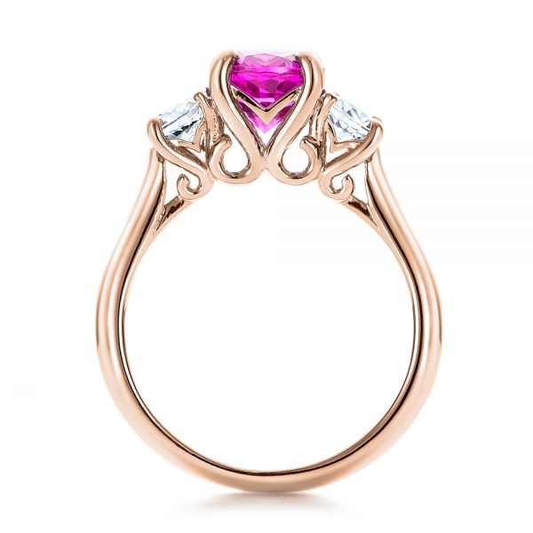 14k Rose Gold 14k Rose Gold Custom Pink And White Sapphire Engagement Ring - Front View - 100863