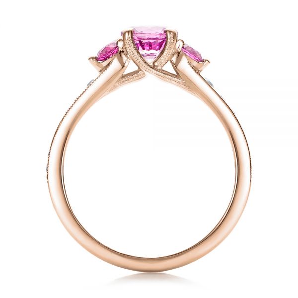 18k Rose Gold 18k Rose Gold Custom Pink And White Sapphire Engagement Ring - Front View -  100883
