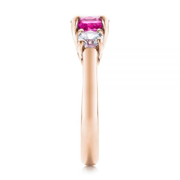 14k Rose Gold 14k Rose Gold Custom Pink And White Sapphire Engagement Ring - Side View -  100863