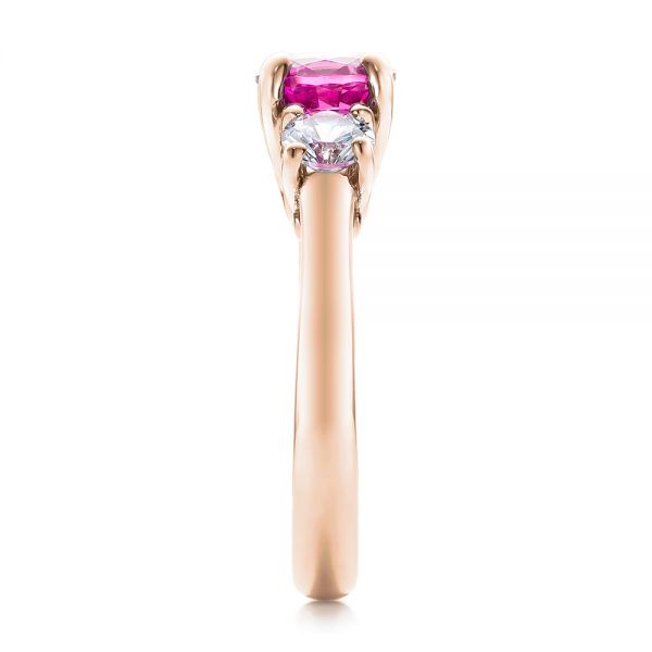 14k Rose Gold 14k Rose Gold Custom Pink And White Sapphire Engagement Ring - Side View - 100863