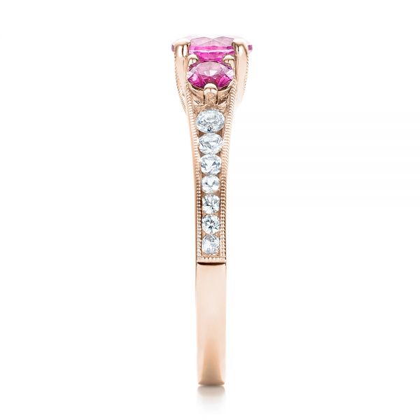 18k Rose Gold 18k Rose Gold Custom Pink And White Sapphire Engagement Ring - Side View -  100883