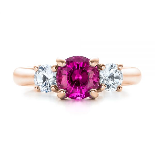 14k Rose Gold 14k Rose Gold Custom Pink And White Sapphire Engagement Ring - Top View - 100863
