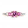 18k Rose Gold 18k Rose Gold Custom Pink And White Sapphire Engagement Ring - Top View -  100883 - Thumbnail