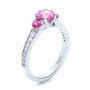 14k White Gold Custom Pink And White Sapphire Engagement Ring - Three-Quarter View -  100883 - Thumbnail