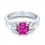 18k White Gold 18k White Gold Custom Pink And White Sapphire Engagement Ring - Flat View -  100863 - Thumbnail