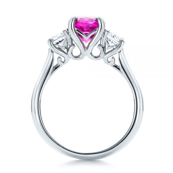 18k White Gold 18k White Gold Custom Pink And White Sapphire Engagement Ring - Front View -  100863