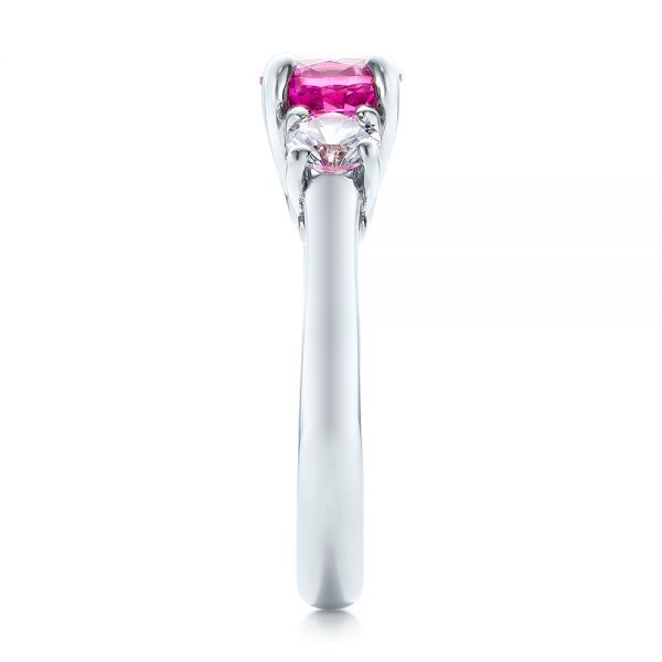 14k White Gold Custom Pink And White Sapphire Engagement Ring - Side View - 100863