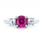 14k White Gold Custom Pink And White Sapphire Engagement Ring - Top View -  100863 - Thumbnail
