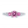 14k White Gold Custom Pink And White Sapphire Engagement Ring - Top View -  100883 - Thumbnail