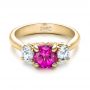 14k Yellow Gold 14k Yellow Gold Custom Pink And White Sapphire Engagement Ring - Flat View -  100863 - Thumbnail