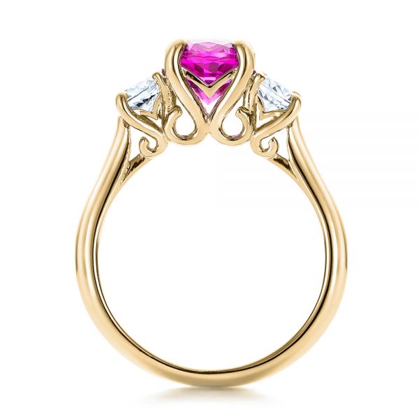 14k Yellow Gold 14k Yellow Gold Custom Pink And White Sapphire Engagement Ring - Front View -  100863
