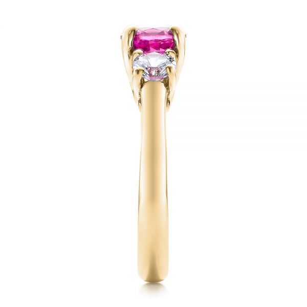18k Yellow Gold 18k Yellow Gold Custom Pink And White Sapphire Engagement Ring - Side View -  100863