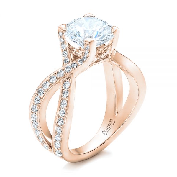 14k Rose Gold 14k Rose Gold Custom Diamond Engagement Ring - Three-Quarter View -  102065