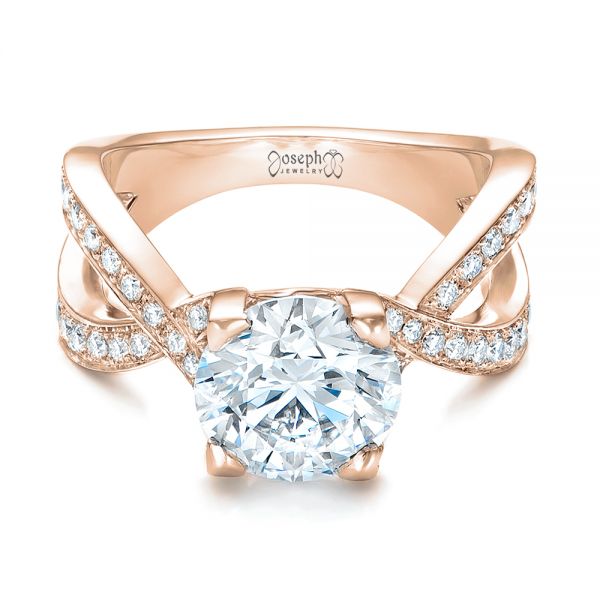 18k Rose Gold 18k Rose Gold Custom Diamond Engagement Ring - Flat View -  102065