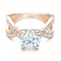 18k Rose Gold 18k Rose Gold Custom Diamond Engagement Ring - Flat View -  102065 - Thumbnail